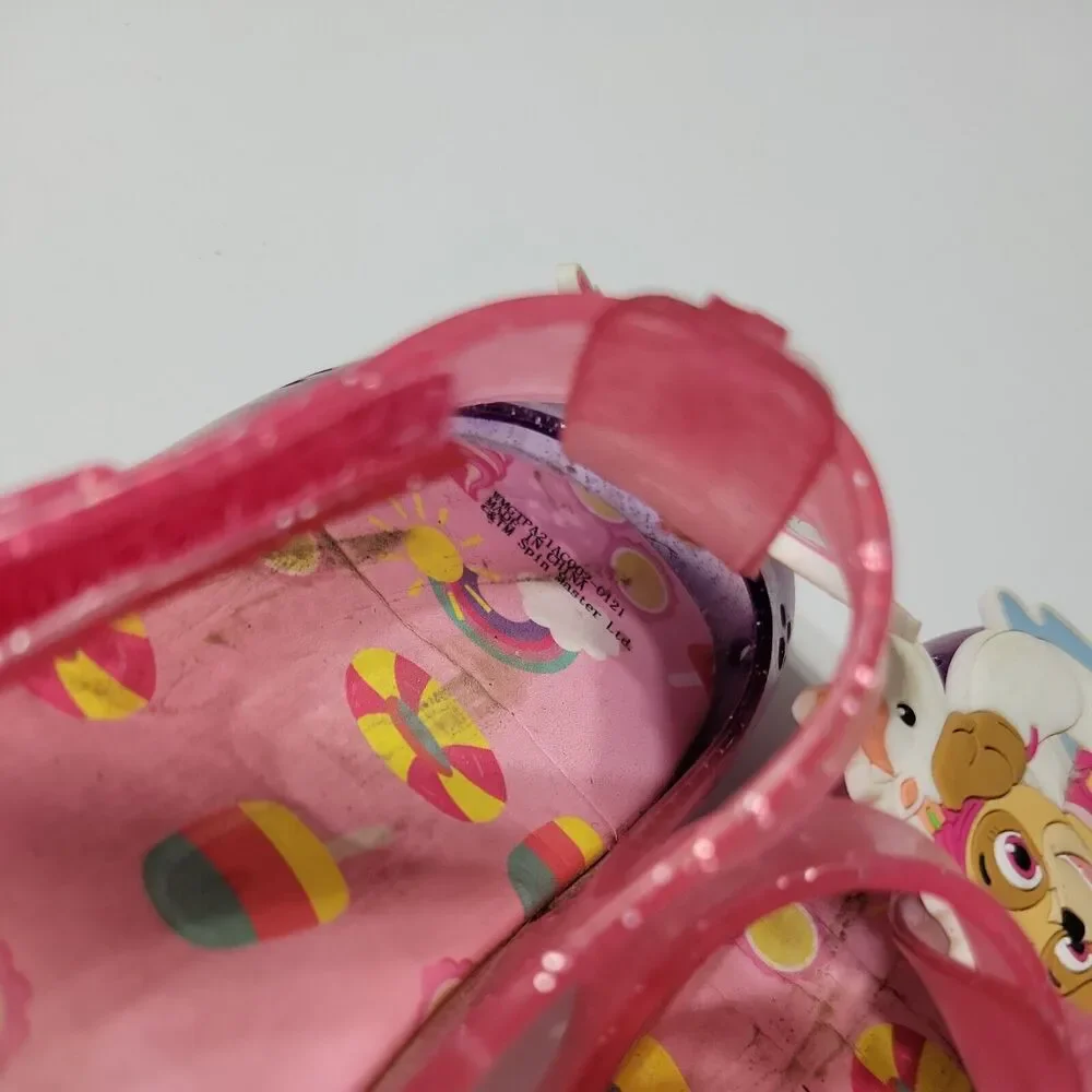 Paw Patrol Shoes Girls 11 Dressy Sandals Pink Cut Out Glitter Slip Ons Jelly Sky